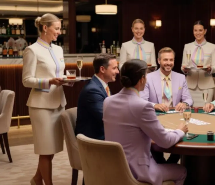 Profesionální tým obsluhy připravený na VIP pokerový večer